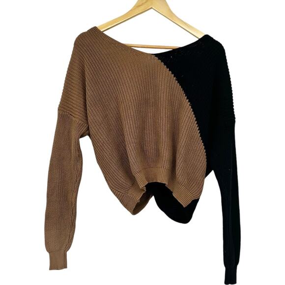 Revolve Superdown Trish Knot Low Back Knit Sweater Black Brown Women's S - Picture 4 of 7